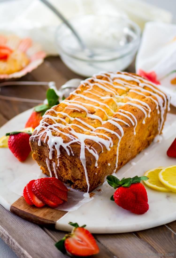 Buttery slice of lemon strawberry Pound Cake | chefdehome.com