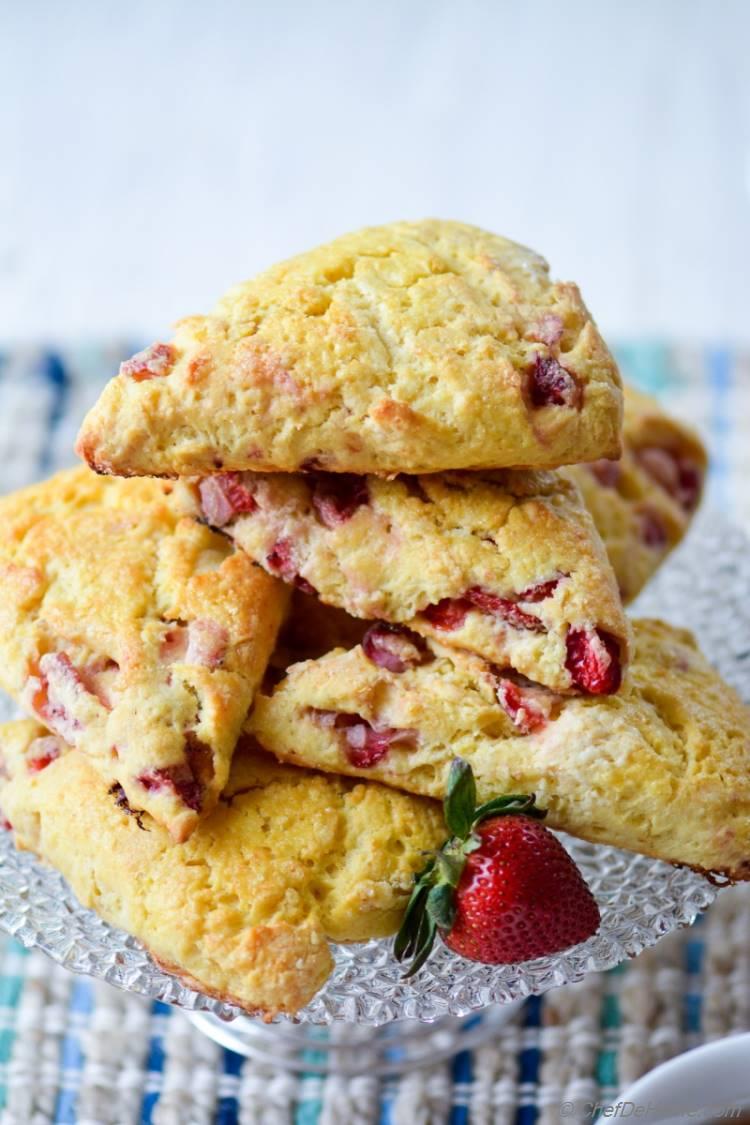 Lite Sweet Fresh Strawberry Scones for Breakfast