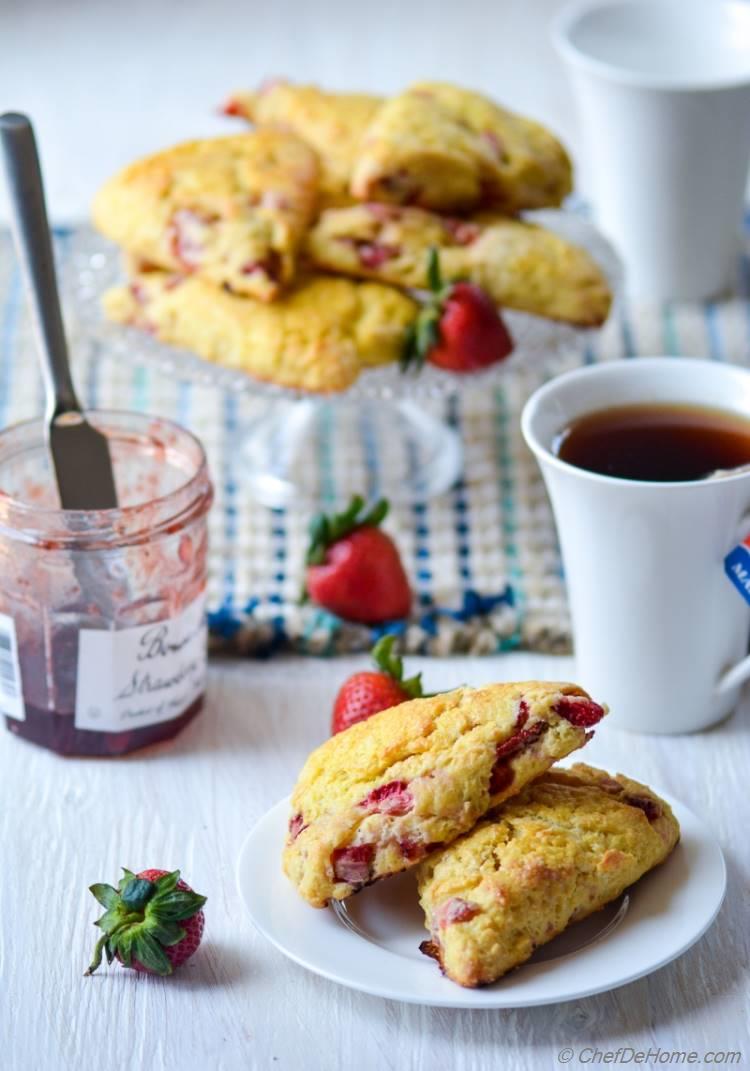 Breakfast with Fresh Baked Strawberry Scones and Tea