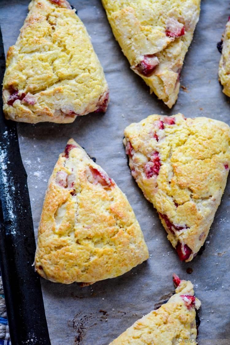 Fresh Baked Strawberry and Cream Scones for Delicious Sunday Breakfast