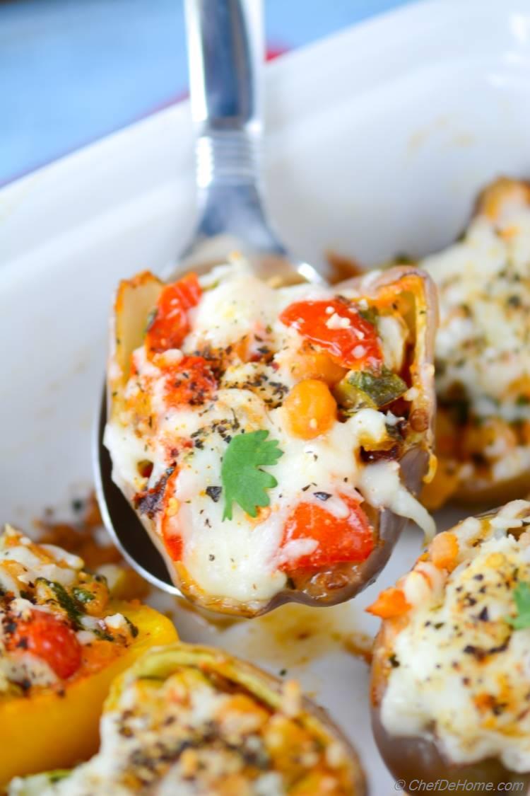 Chickpea and Chicken Stuffed Peppers