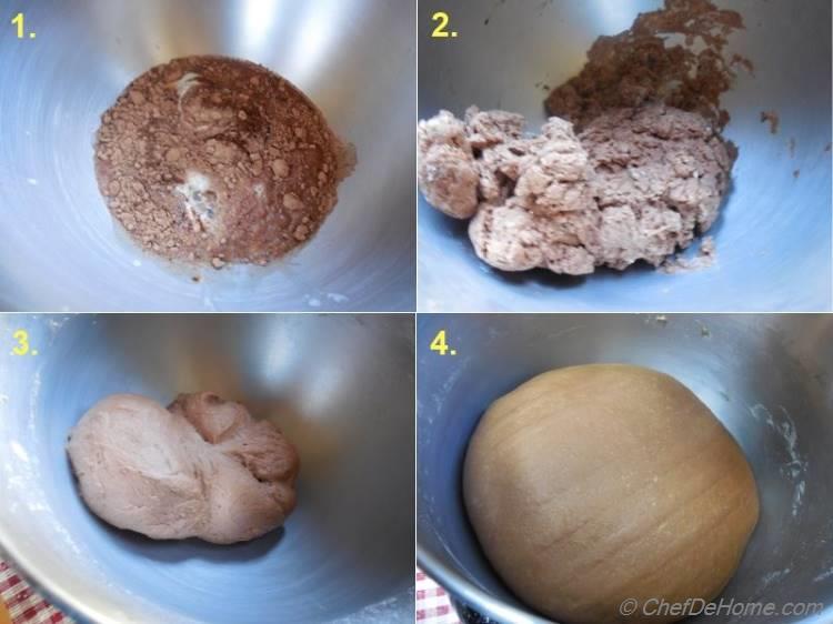 Making of Dough for Chocolate Sweet Yeast Bread 