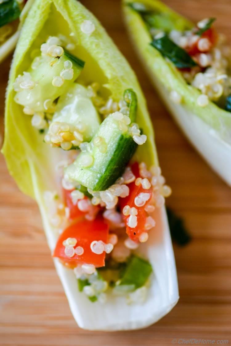 Clean and Healthy Endive Chips for Serving Gluten Free Quinoa Tabbouleh Salad | chefdehome.com