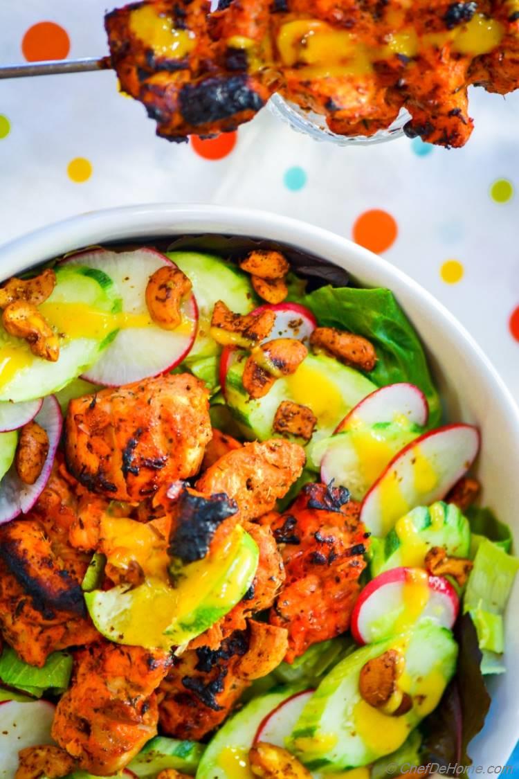 Easy Indian Grilled Chicken Salad - Tandoori Chicken Salad | chefdehome.com