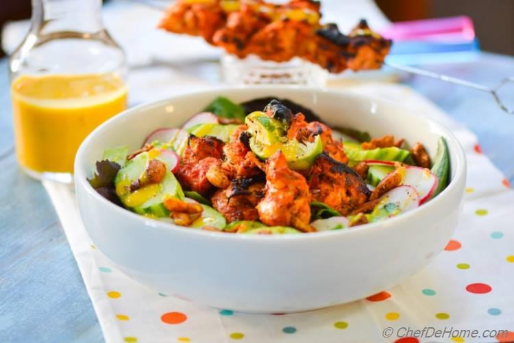 Spicy Tandoori Chicken Salad with Cooling Mango Dressing | chefdehome.com