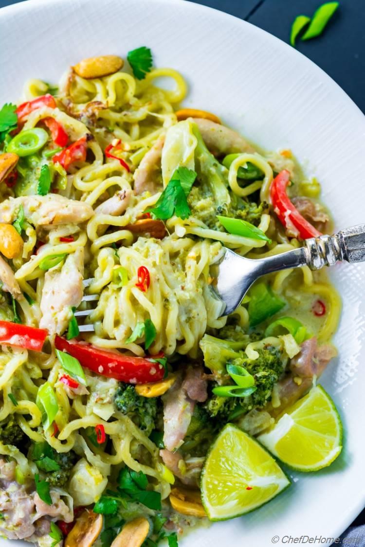 Green Curry Chicken with Ramen Noodles