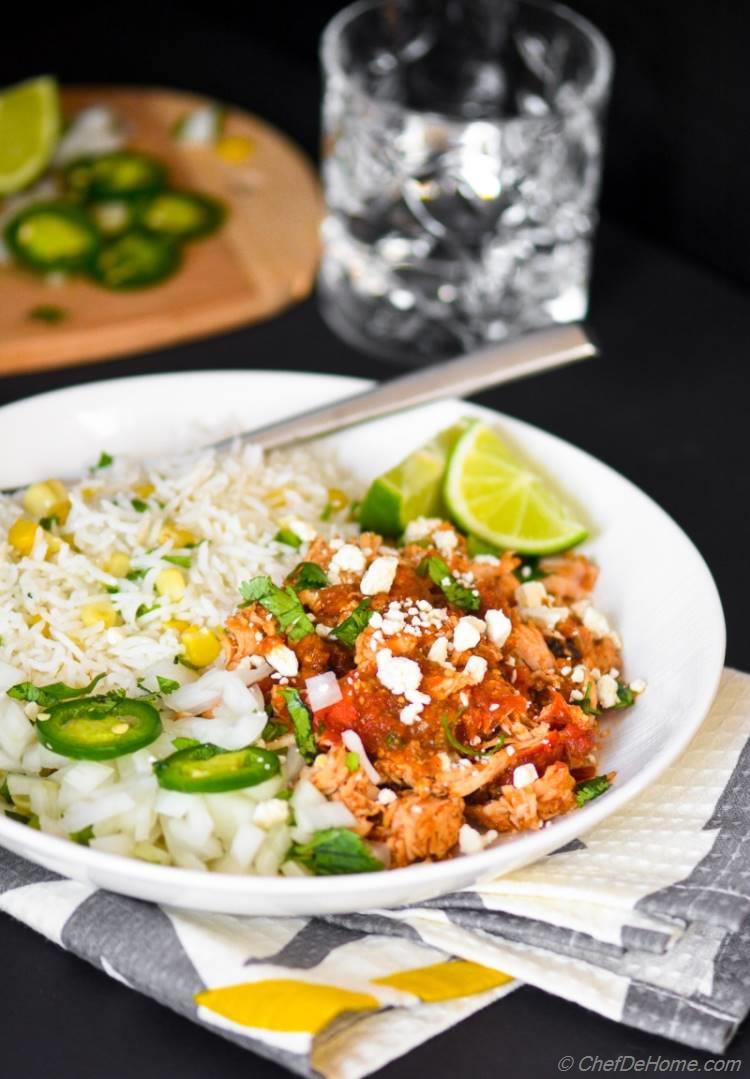 Mexican Spicy Tinga Chicken Cooked in Slow Cooker. Perfect for Weekday Dinner