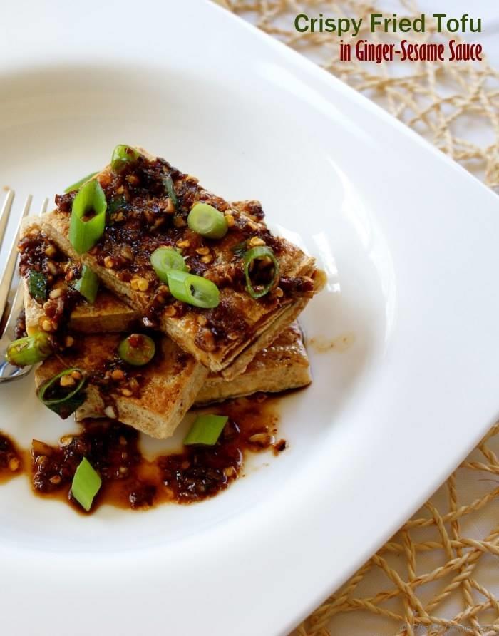 Cripsy Tofu with Ginger-Sesame Sauce