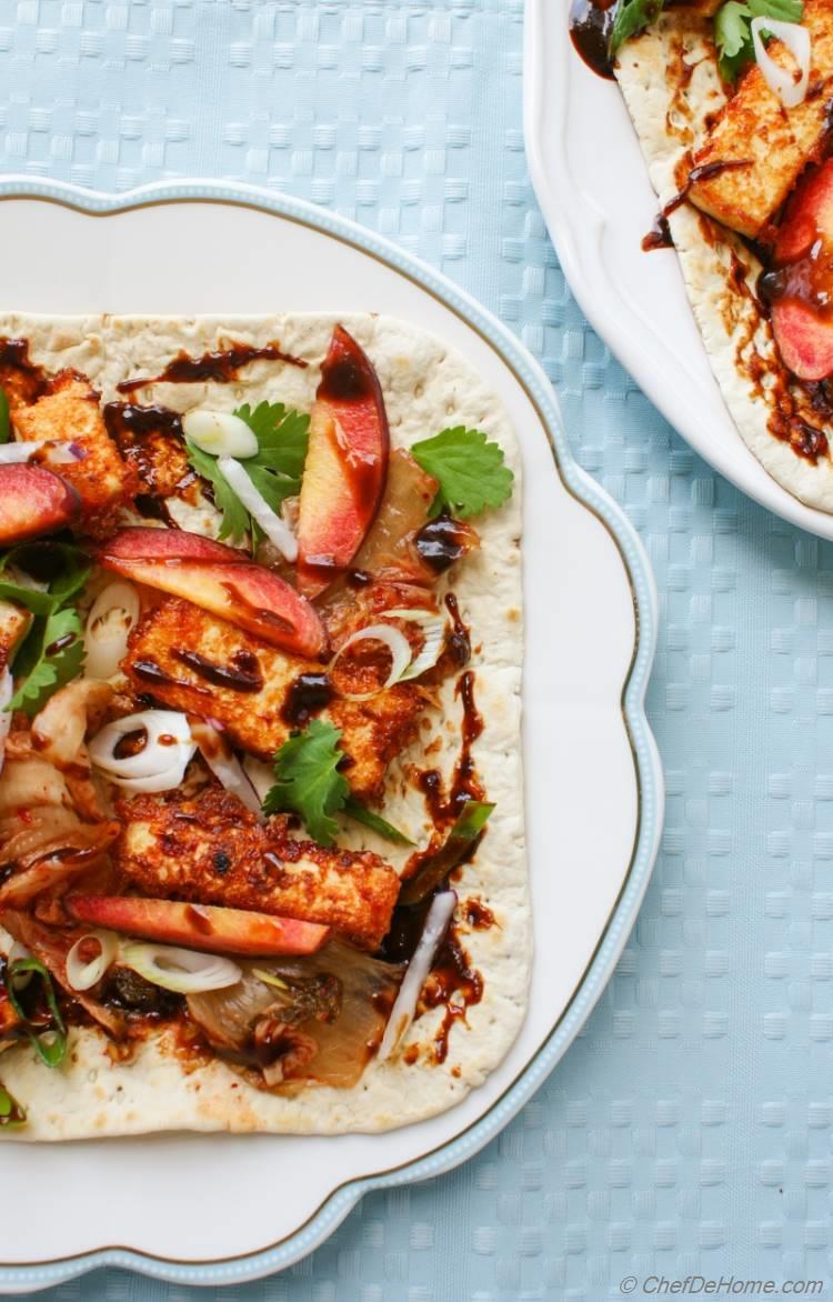 Crunchy Garlicky Tofu Wraps with Kimchi Slaw