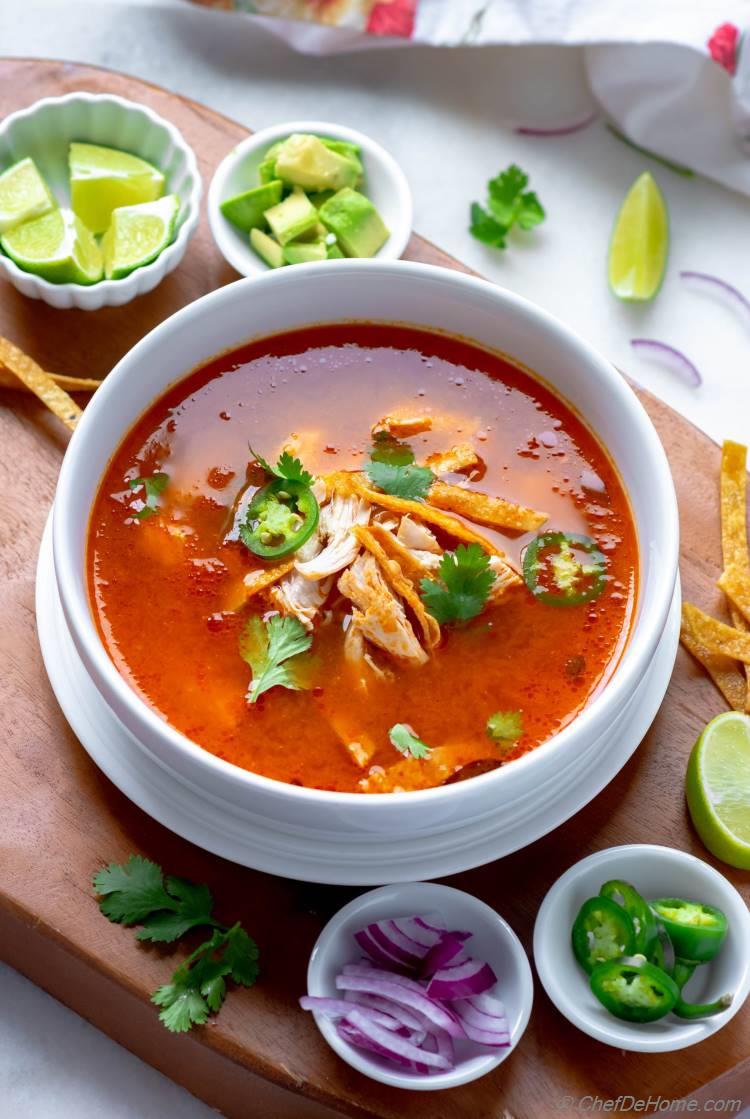 Chicken Tortilla Soup prepared in Instant Pot