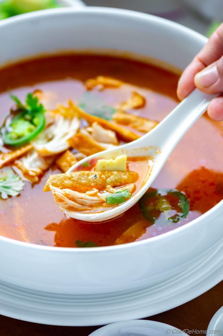 Delicious Chicken and Tortilla Soup 