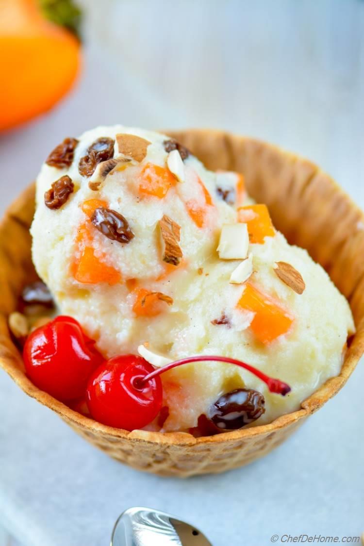Creamy Persimmon Ice Cream for Holiday Celebrations made with 1 percent A2 milk | chefdehome.com