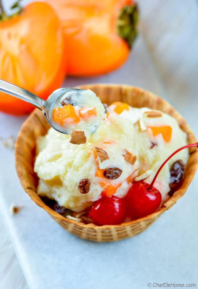 Easy Homemade Creamy Persimmon and Raisins Ice Cream for delicious Holiday Dessert | chefdehome.com