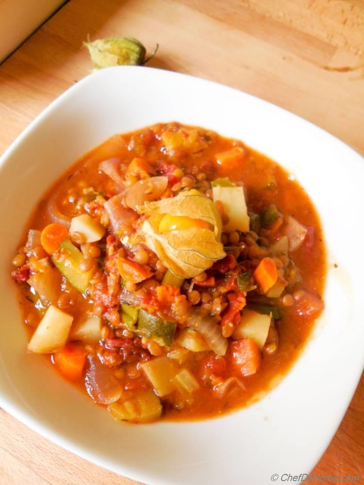 Vegetable Goulash, a hearty autumn vegetables and lentil soup!