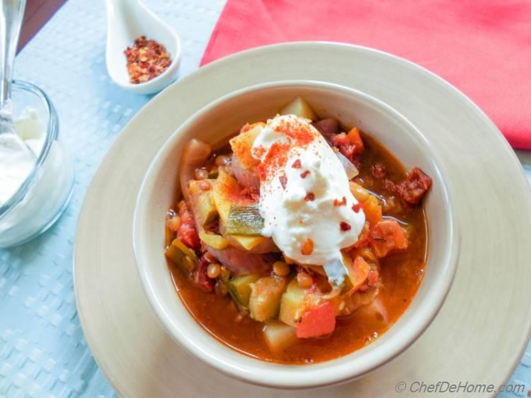 Vegetable Goulash, a hearty autumn vegetables and lentil soup!