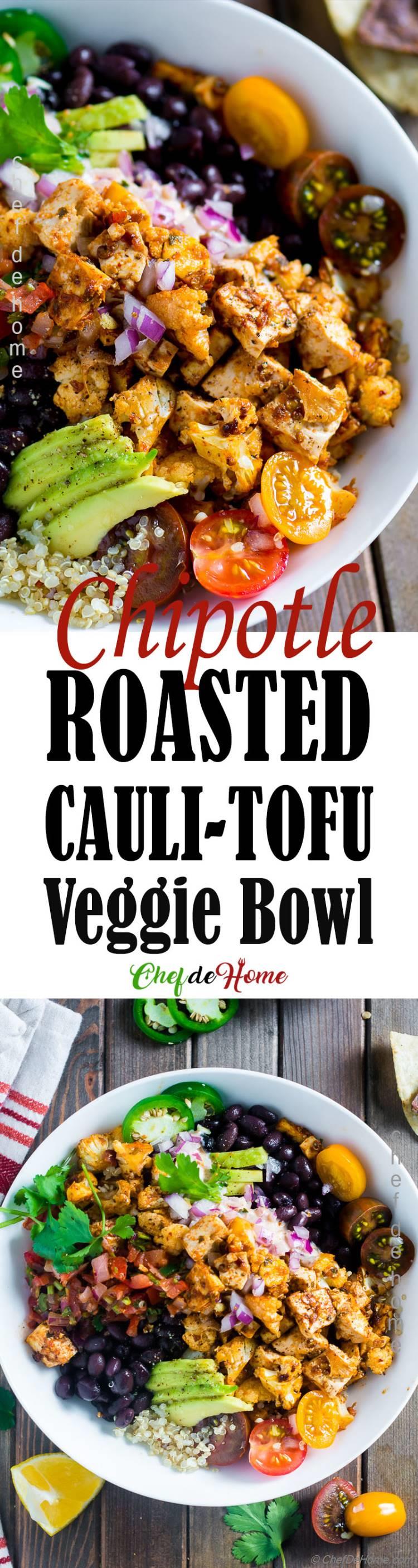 Roasted Chipotle Cauliflower Tofu Veggie Bowl