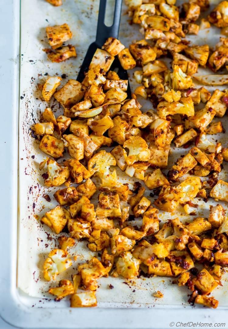 Spicy Roasted Cauliflower and Tofu