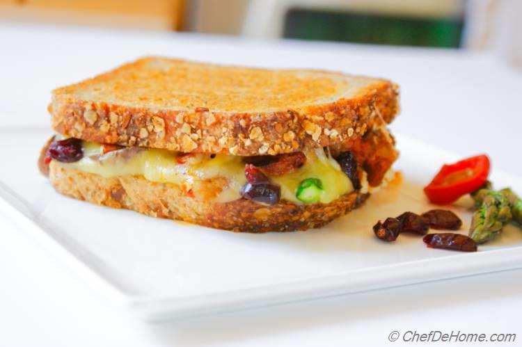 Cranberry, Asparagus and Jalapeno Grilled Cheese Sandwich