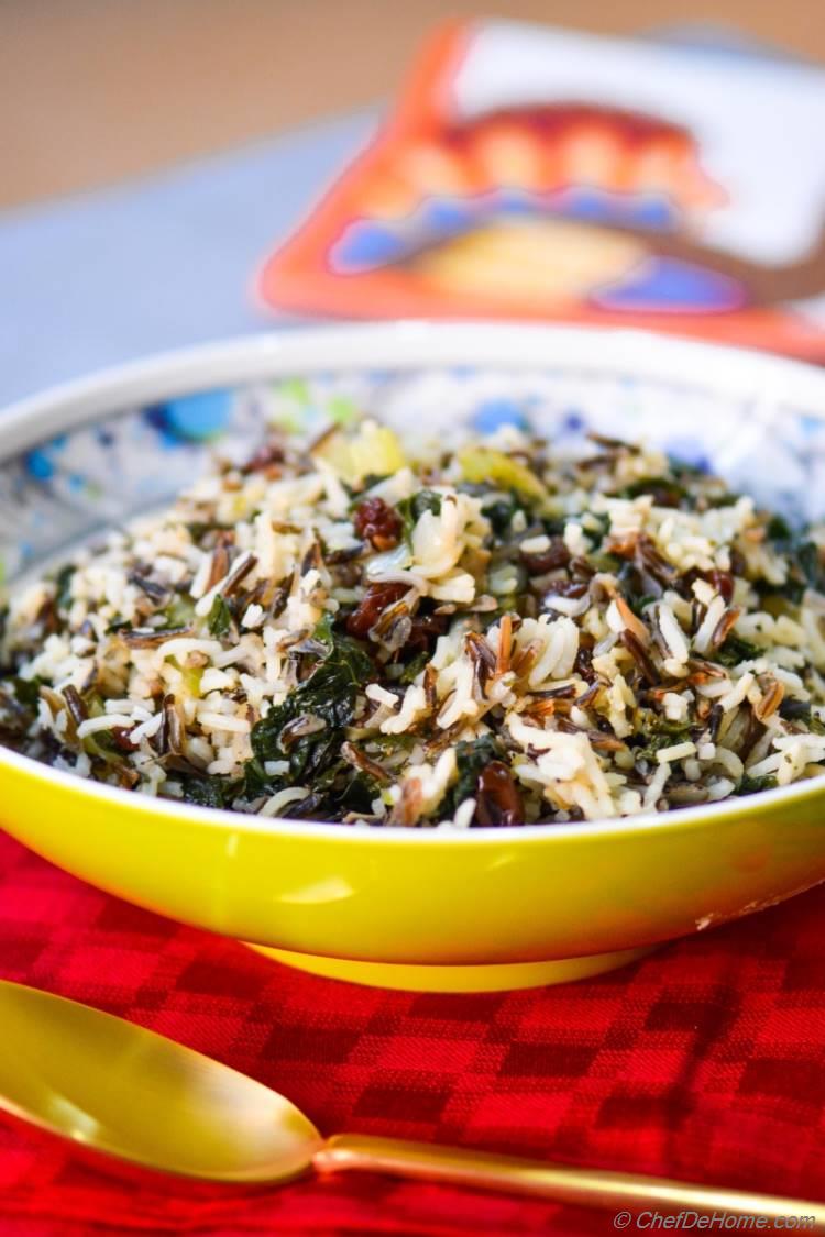 Wild Rice, Kale, and Mushroom Dressing #vegan #gluten-free #thanksgiving #dinner