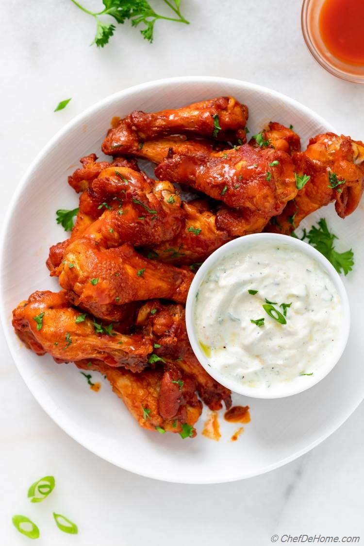 Buffalo Chicken Wings Air Fryer Cooked