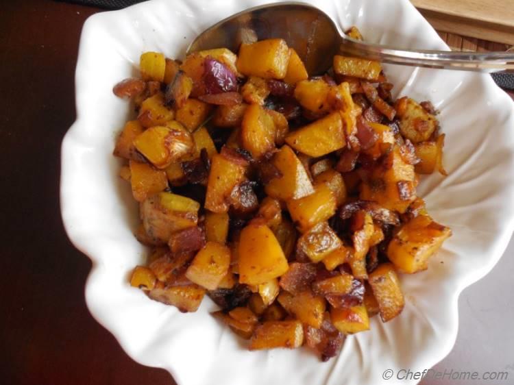 Curried Yellow Beets Hash