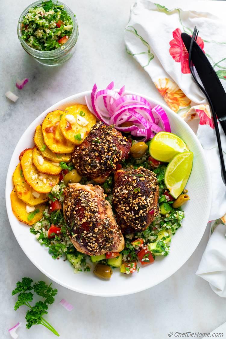 Chicken Thighs Seasoned with Zaatar Spice and Roasted