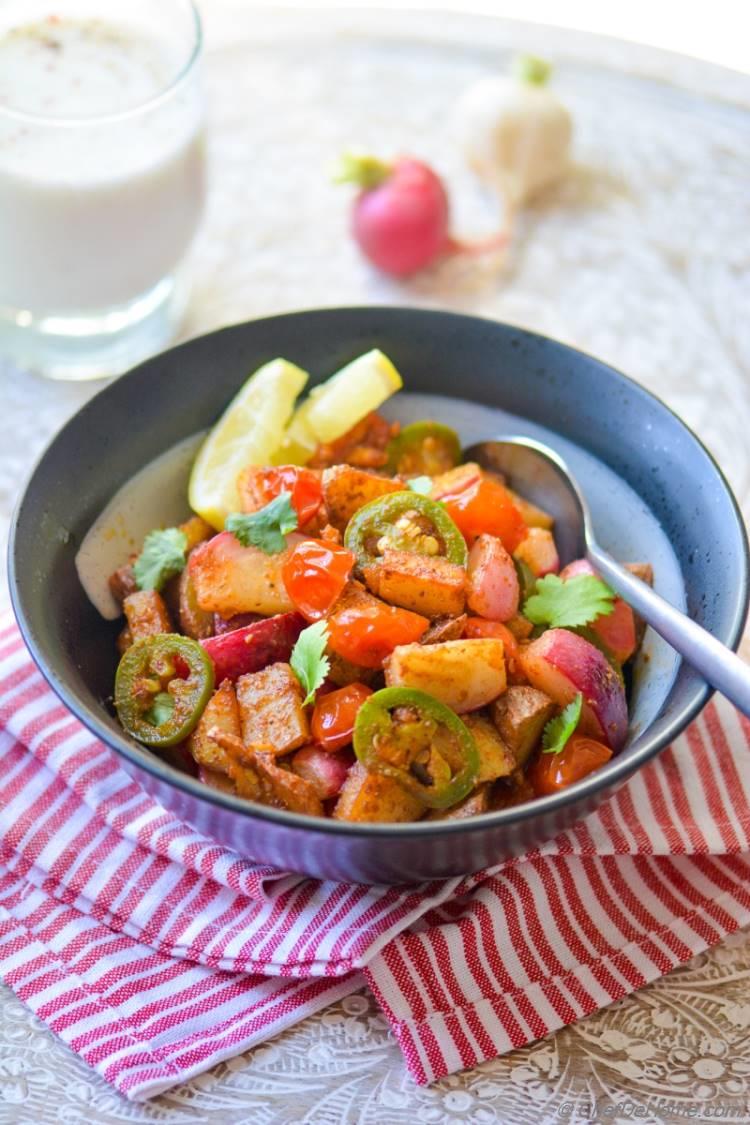 15 minutes for a Zesty and Scrumptious Warm Potatoes and Radish Salad 