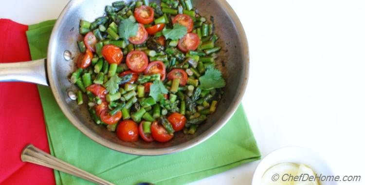 Asparagus with Garlic and Cherry Tomatoes