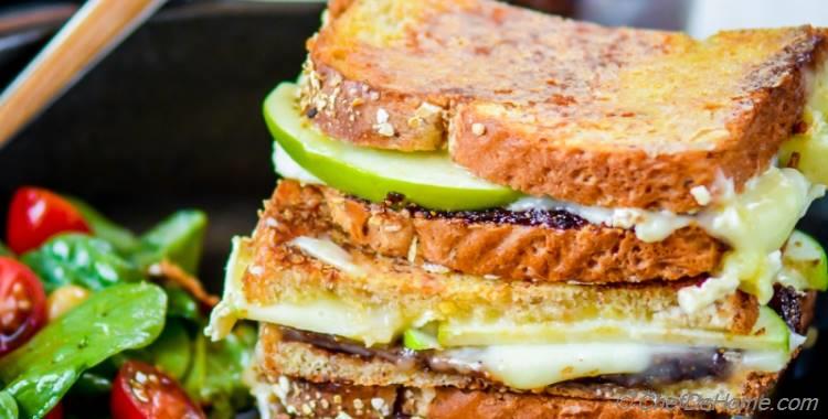 Apples and Brie Grilled Cheese Sandwich with Fig Spread