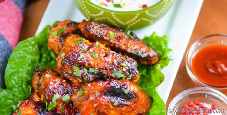 Honey Tangerine Buffalo Chicken Wings with Yogurt Ranch Dip