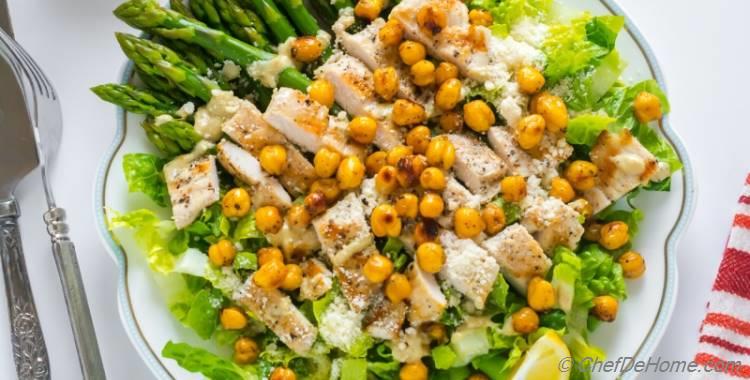 Chicken Caesar Salad with Asparagus