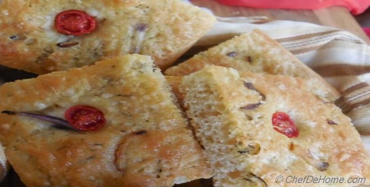 Onion and Cherry Tomato Focaccia