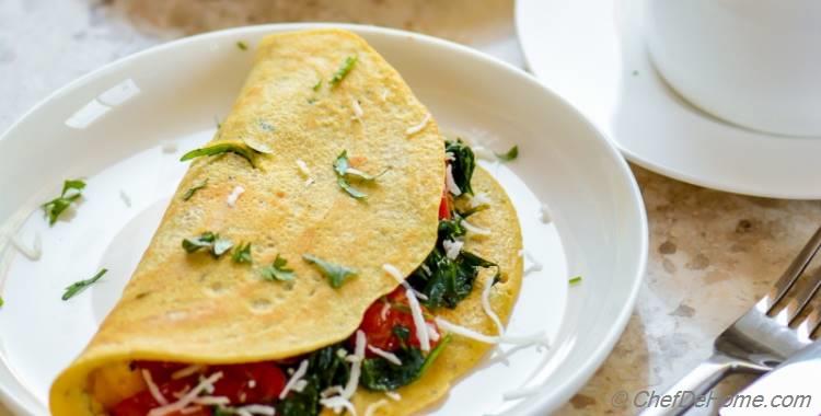Vegan Chickpea Flour and Spinach Breakfast Omelet
