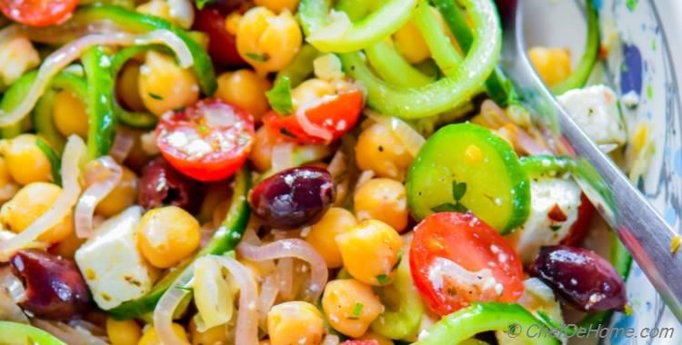 Mediterranean Chickpea Cucumber Salad with Shallot Dressing