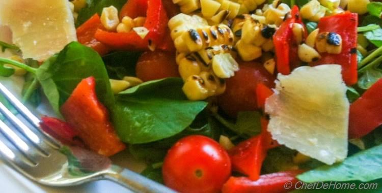 Watercress with Roasted Peppers and Corn Salad