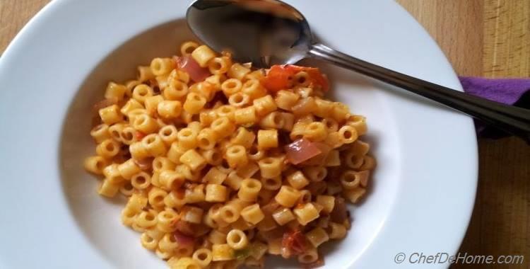 Ditalini Pasta in Tomato and Shallots Wine Sauce