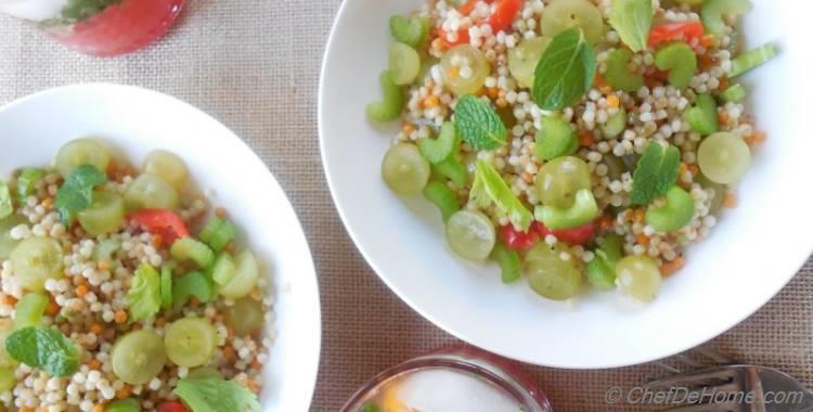 Israeli Couscous Salad with Crunchy Celery and Sweet Grapes
