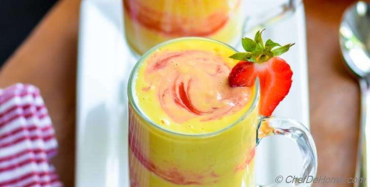 Mango Strawberry Swirl Yogurt Smoothie