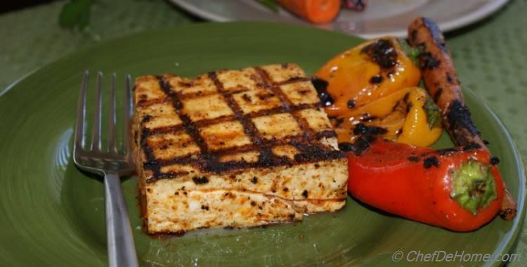 Spicy Grilled Tofu with Grilled Vegetables