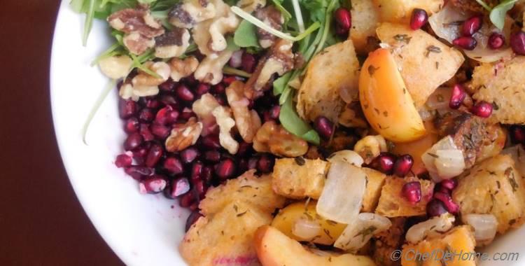 Turkey Stuffing Salad with Arugula and Crab Apples