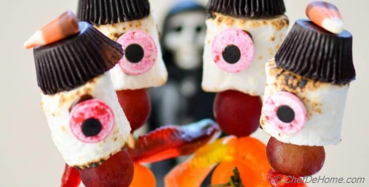 Creepy Stick-Men Marshmallow Candy Kabobs