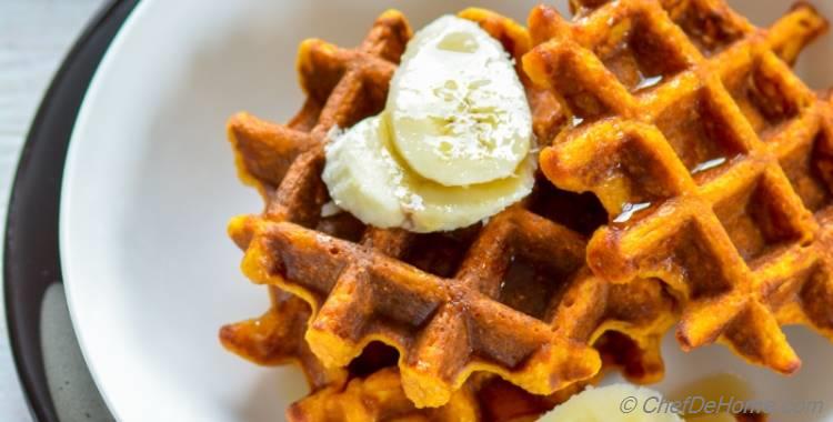 Healthy Sweet Potato Oats Waffles