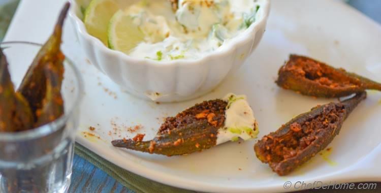 Spicy Baked Okra Fries with Homemade Creole Spice and Lime-Cilantro Dip