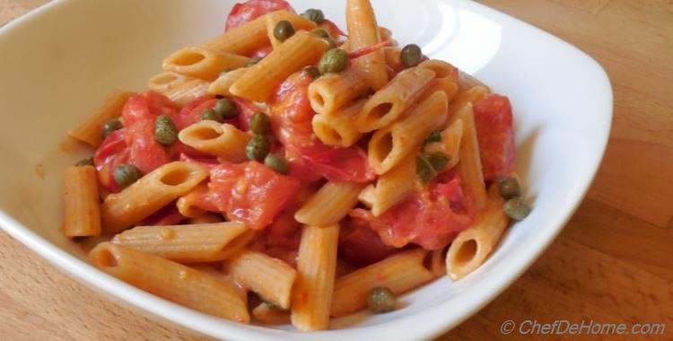 Whole Wheat Penne in Fresh Tomato Sauce