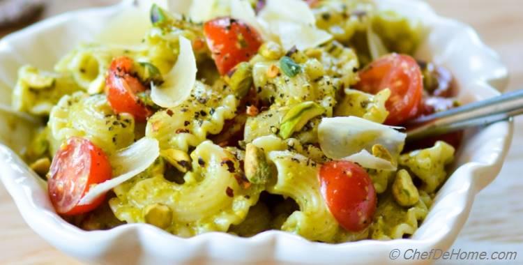 Pasta with Basil and Pistachio Pesto