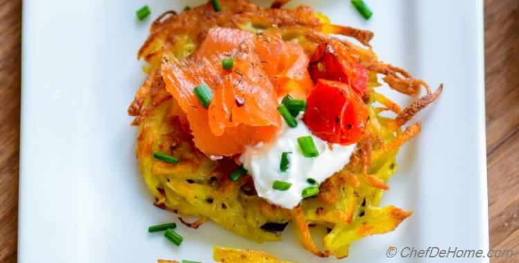 Roasted Tomato and Smoked Salmon Potato Latkes