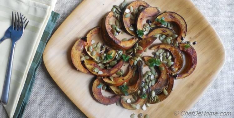 Roasted Acorn Squash with Pumpkin Seeds and Balsamic