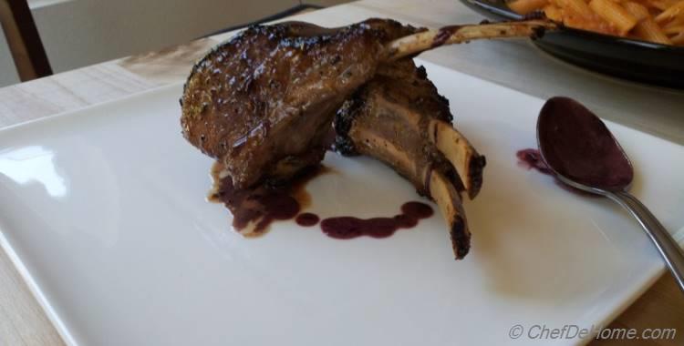 Oven Roasted Lamb with Red Wine Reduction Sauce