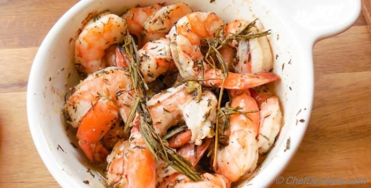 Roasted Shrimp with garlic-rosemary and thyme