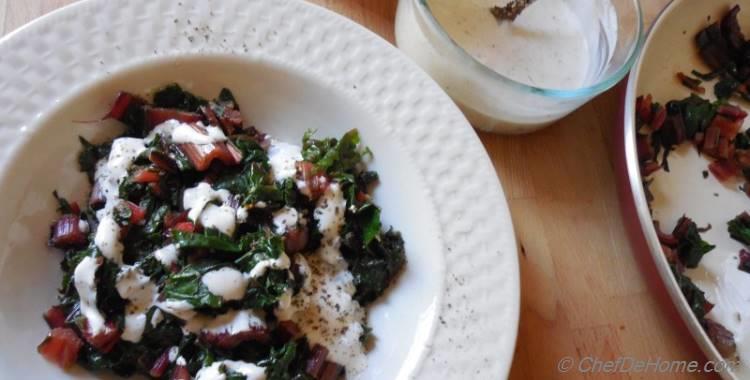 Warm Swiss Chard Salad with Peppery Dressing